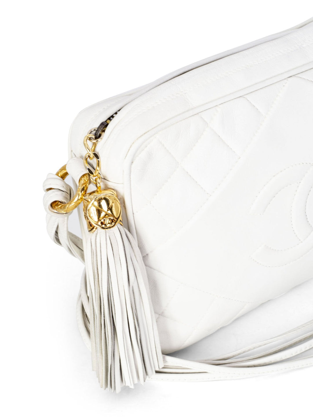 Top Quality Chanel Quilted Leather Camera Bag White
