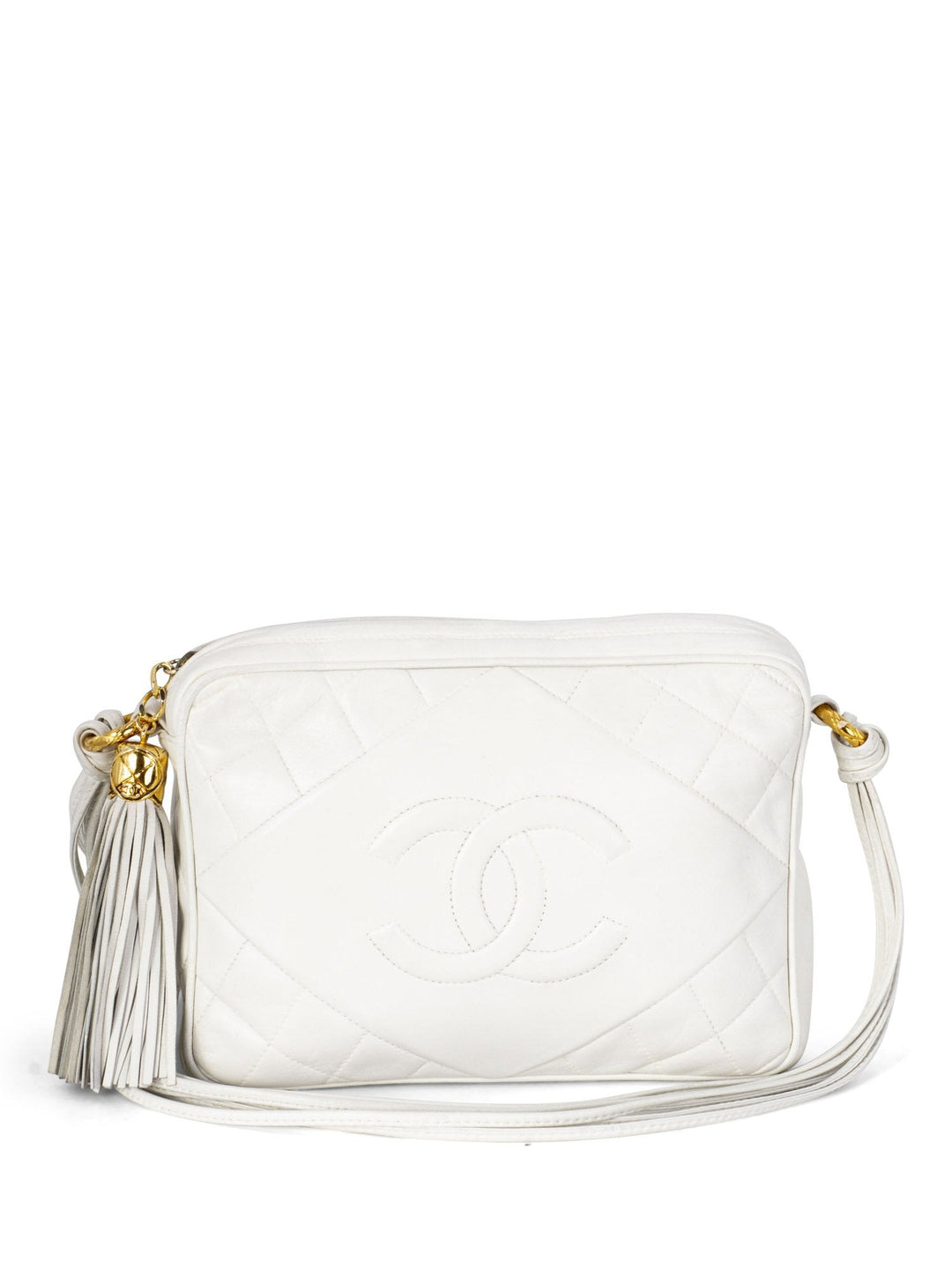 Top Quality Chanel Quilted Leather Camera Bag White