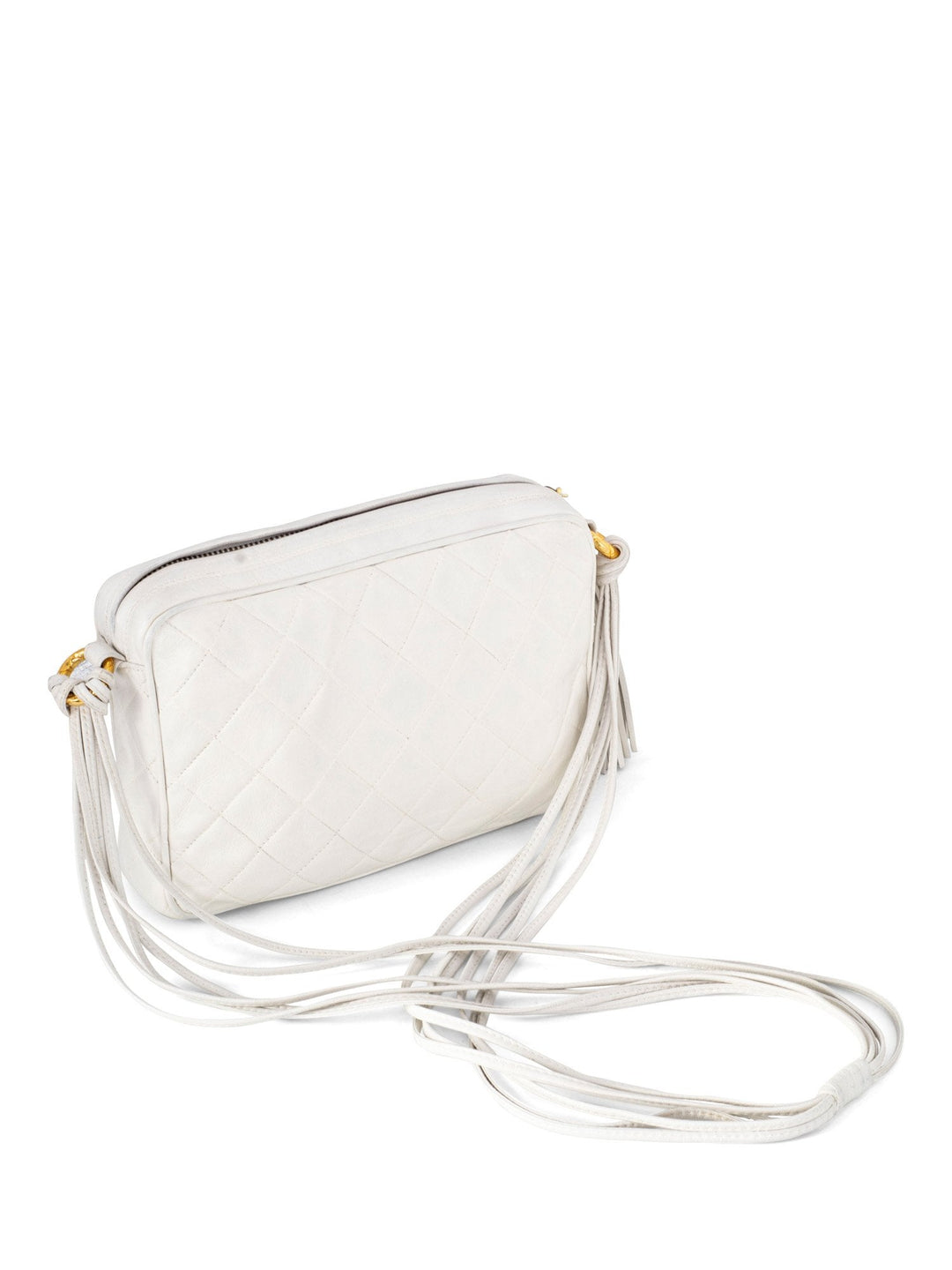 Top Quality Chanel Quilted Leather Camera Bag White