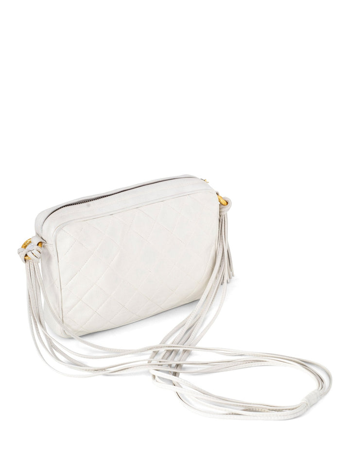 Top Quality Chanel Quilted Leather Camera Bag White