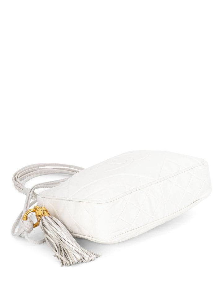 Top Quality Chanel Quilted Leather Camera Bag White