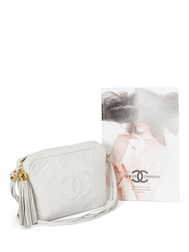 Top Quality Chanel Quilted Leather Camera Bag White
