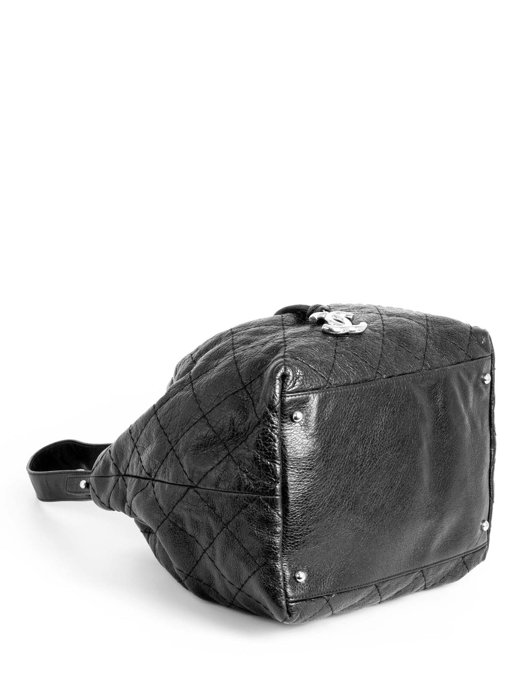 Top Quality Chanel Quilted Leather Drawstring Large Bucket Bag Black