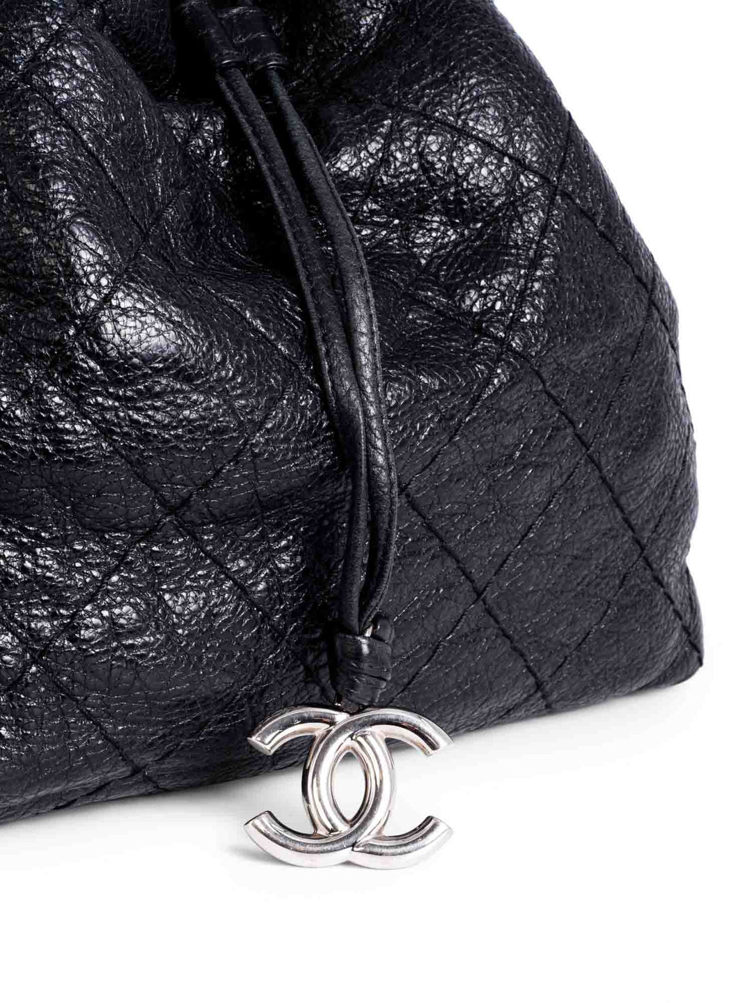 Top Quality Chanel Quilted Leather Drawstring Large Bucket Bag Black
