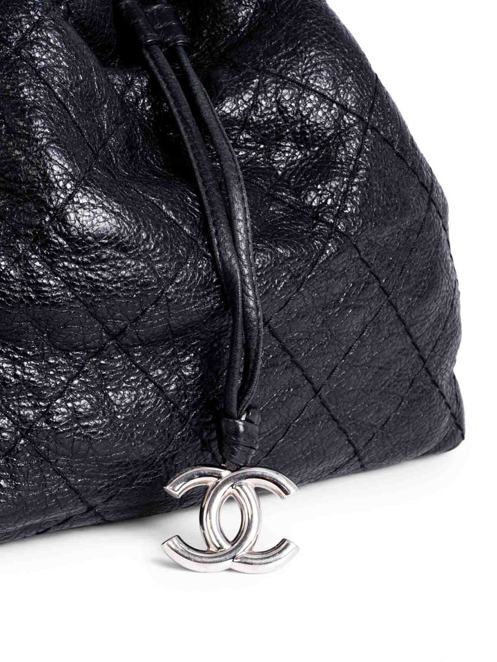 Top Quality Chanel Quilted Leather Drawstring Large Bucket Bag Black
