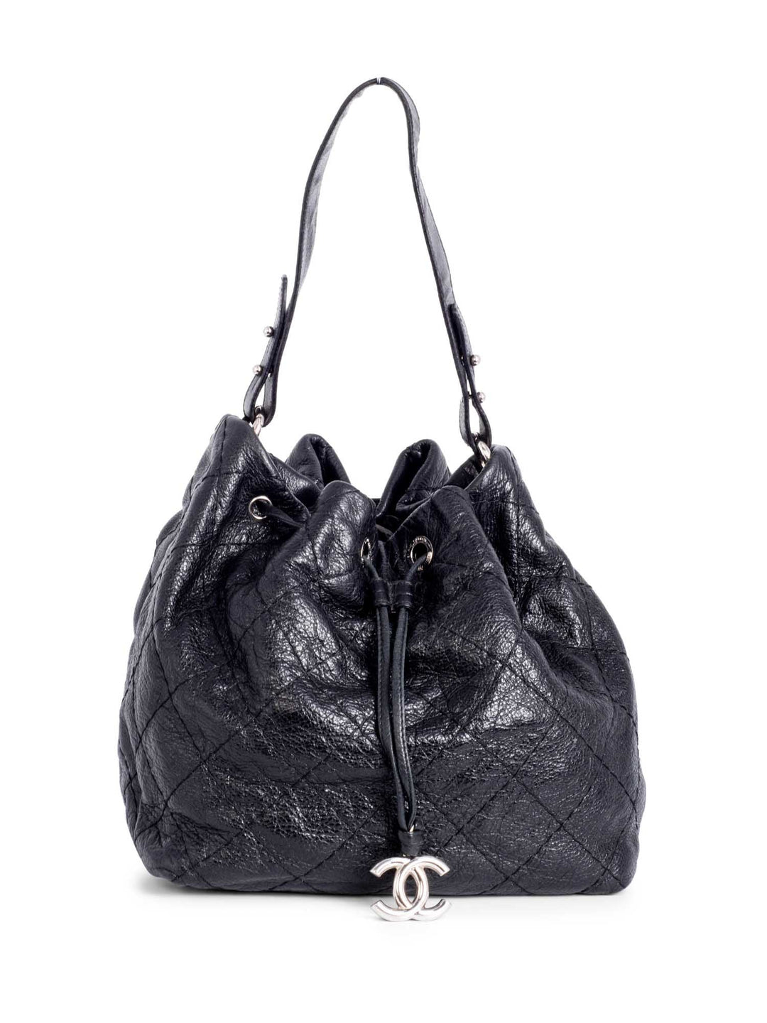 Top Quality Chanel Quilted Leather Drawstring Large Bucket Bag Black
