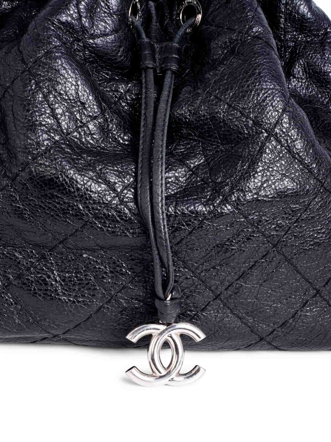 Top Quality Chanel Quilted Leather Drawstring Large Bucket Bag Black