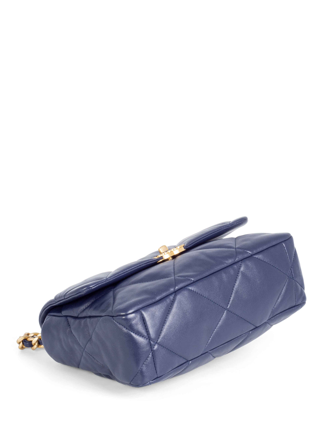 Top Quality Chanel Quilted Leather Large 19 Flap Messenger Bag Navy Blue