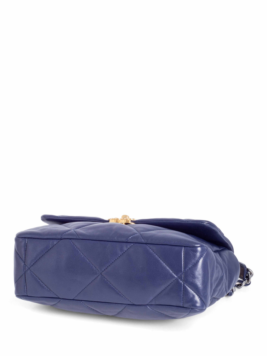 Top Quality Chanel Quilted Leather Large 19 Flap Messenger Bag Navy Blue
