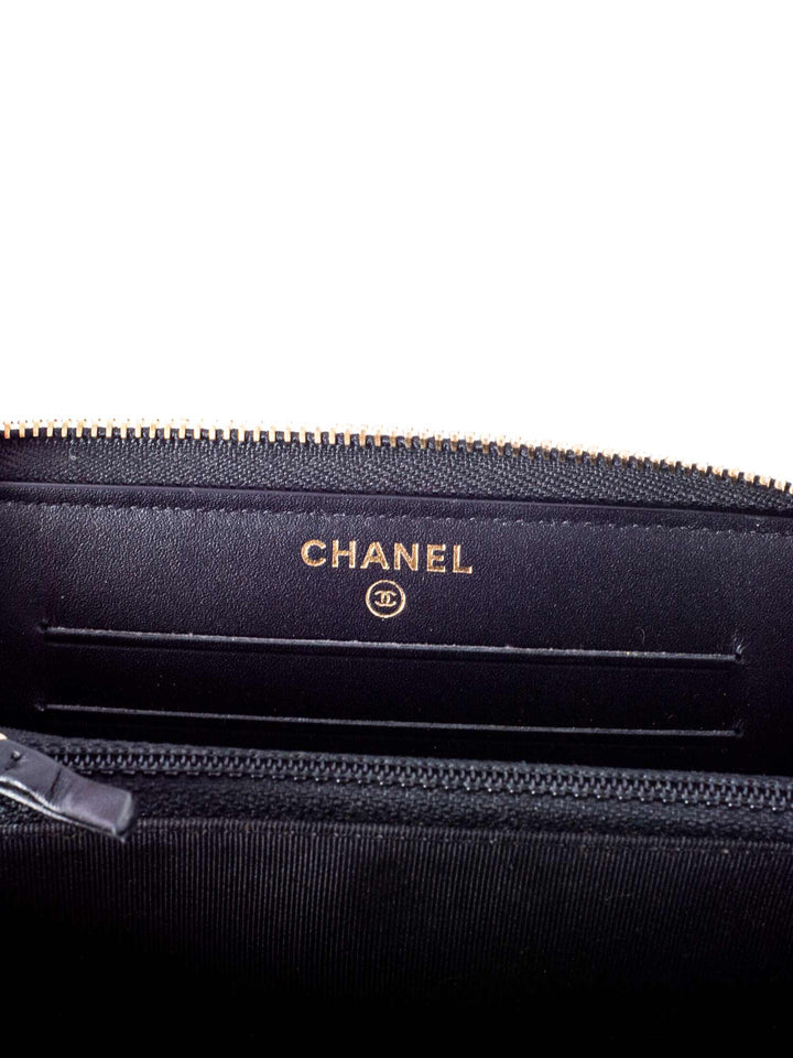Top Quality Chanel Quilted Leather Lucky Charms Reissue Zip Around Wallet Black