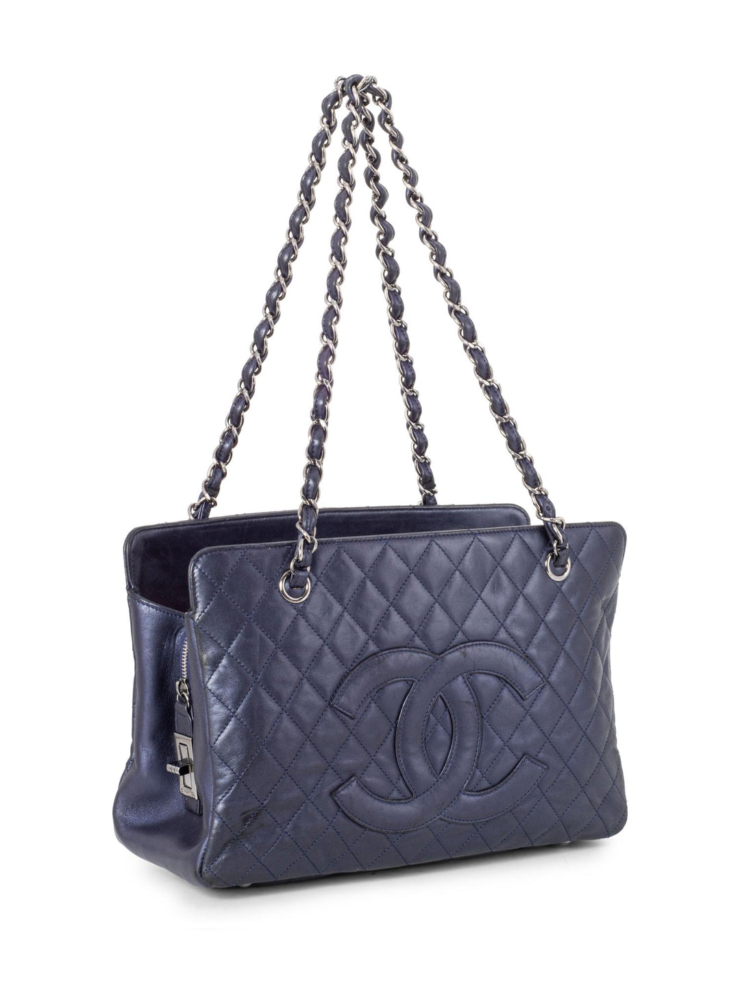 Top Quality Chanel Quilted Leather Mademoiselle Shopper Bag Blue