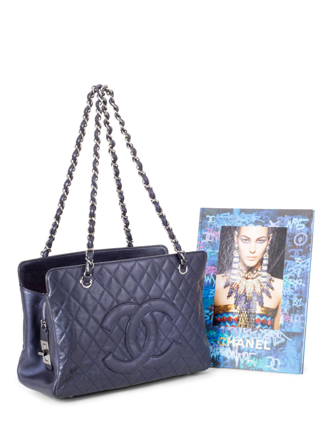 Top Quality Chanel Quilted Leather Mademoiselle Shopper Bag Blue