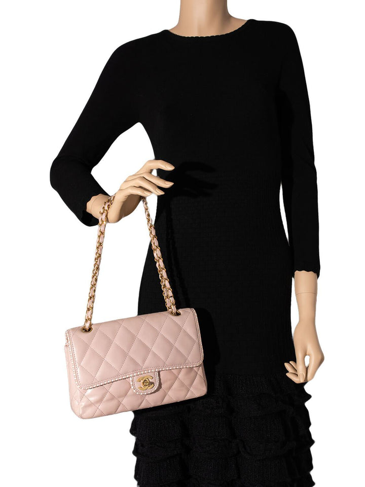 Top Quality Chanel Quilted Leather Medium Single Flap Bag Pink