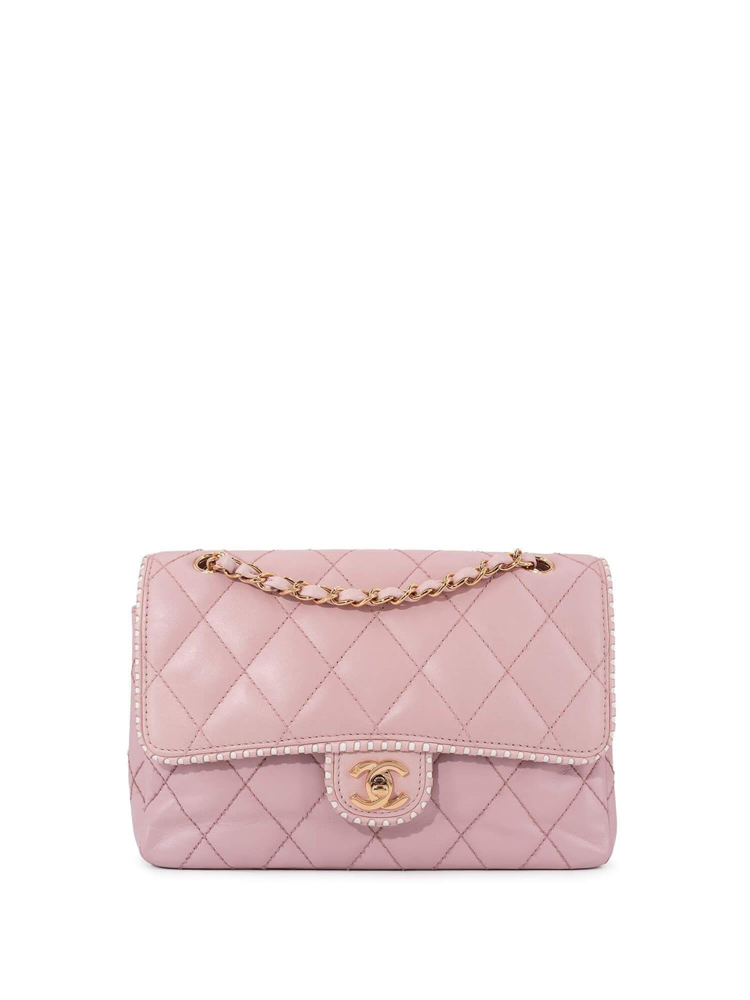 Top Quality Chanel Quilted Leather Medium Single Flap Bag Pink
