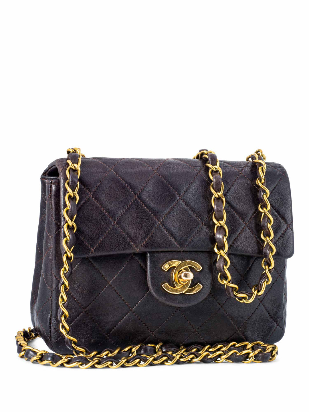 Top Quality Chanel Quilted Leather Mini Flap Bag Brown