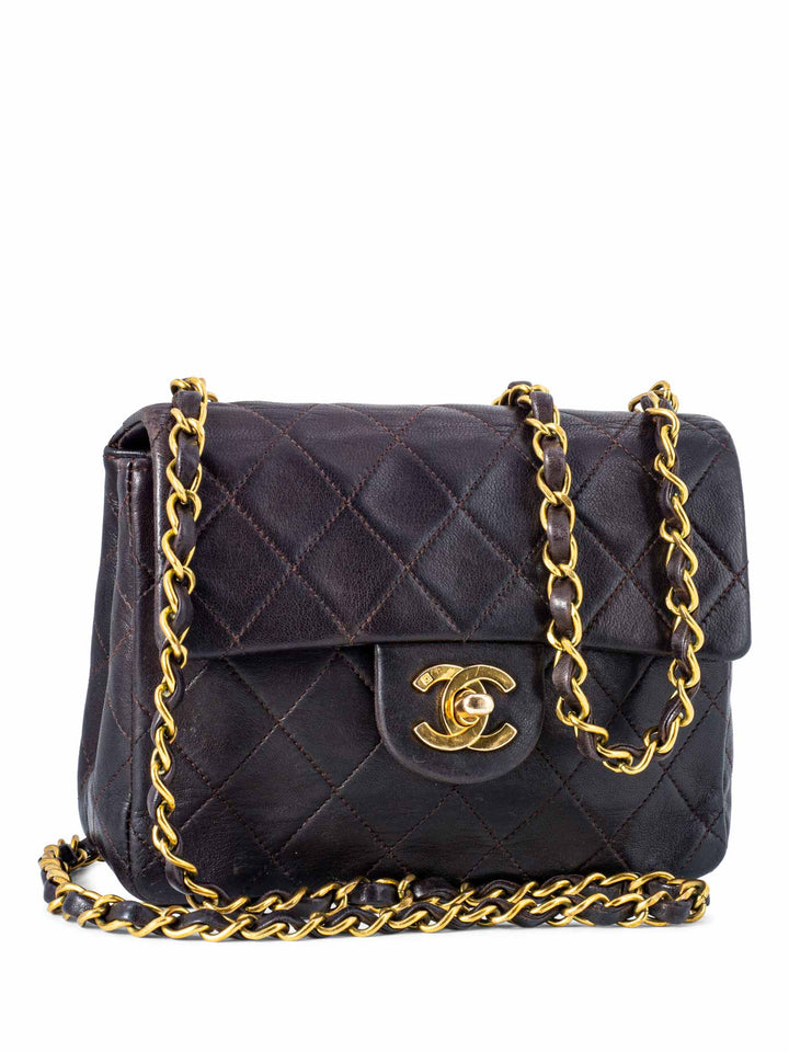 Top Quality Chanel Quilted Leather Mini Flap Bag Brown