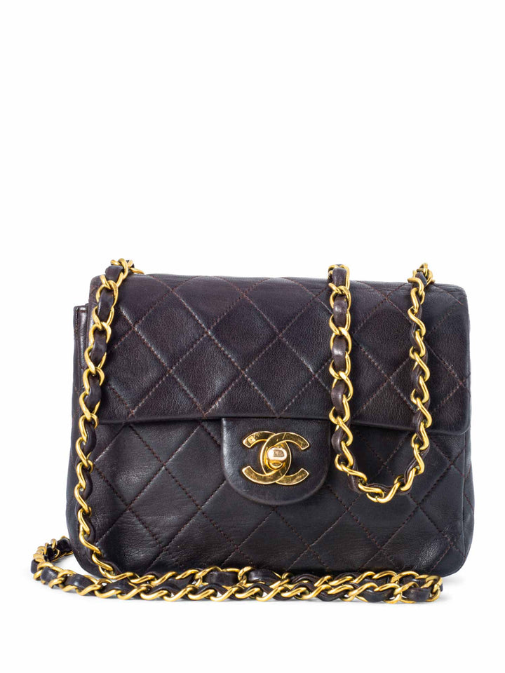 Top Quality Chanel Quilted Leather Mini Flap Bag Brown