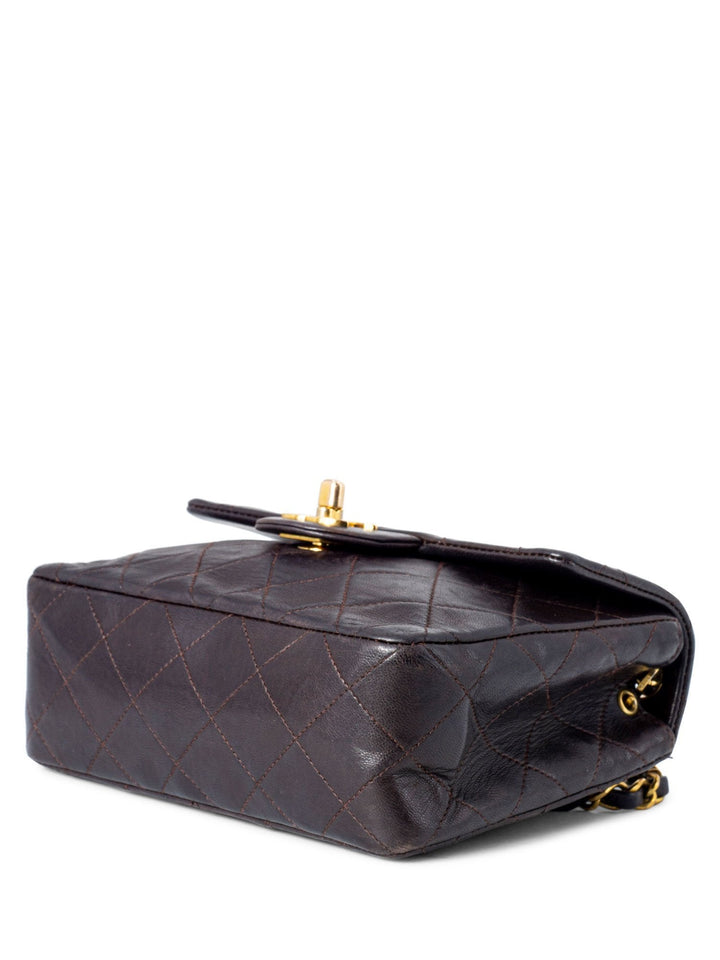 Top Quality Chanel Quilted Leather Mini Flap Bag Brown