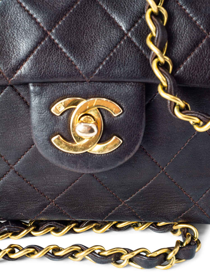Top Quality Chanel Quilted Leather Mini Flap Bag Brown