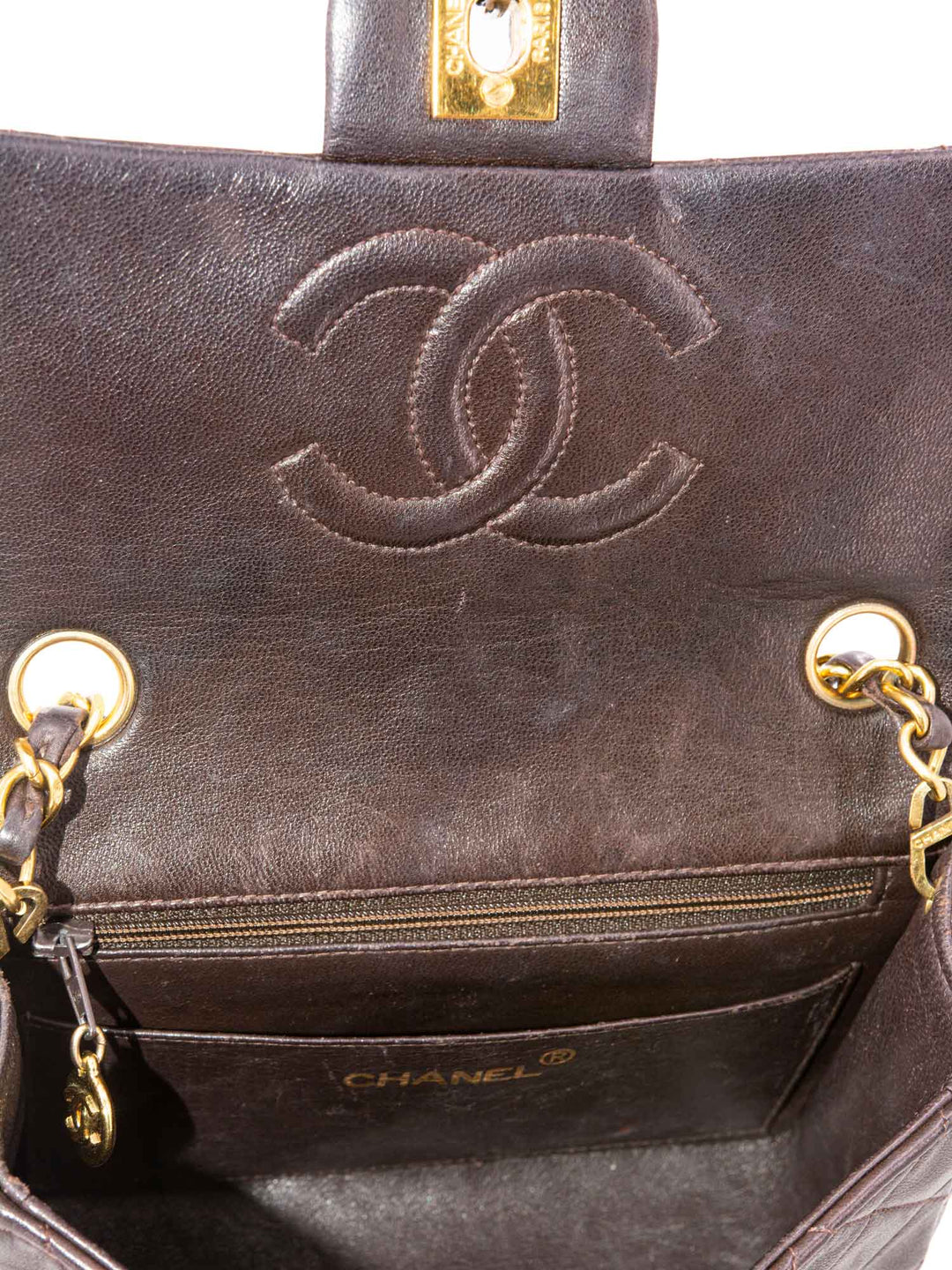 Top Quality Chanel Quilted Leather Mini Flap Bag Brown
