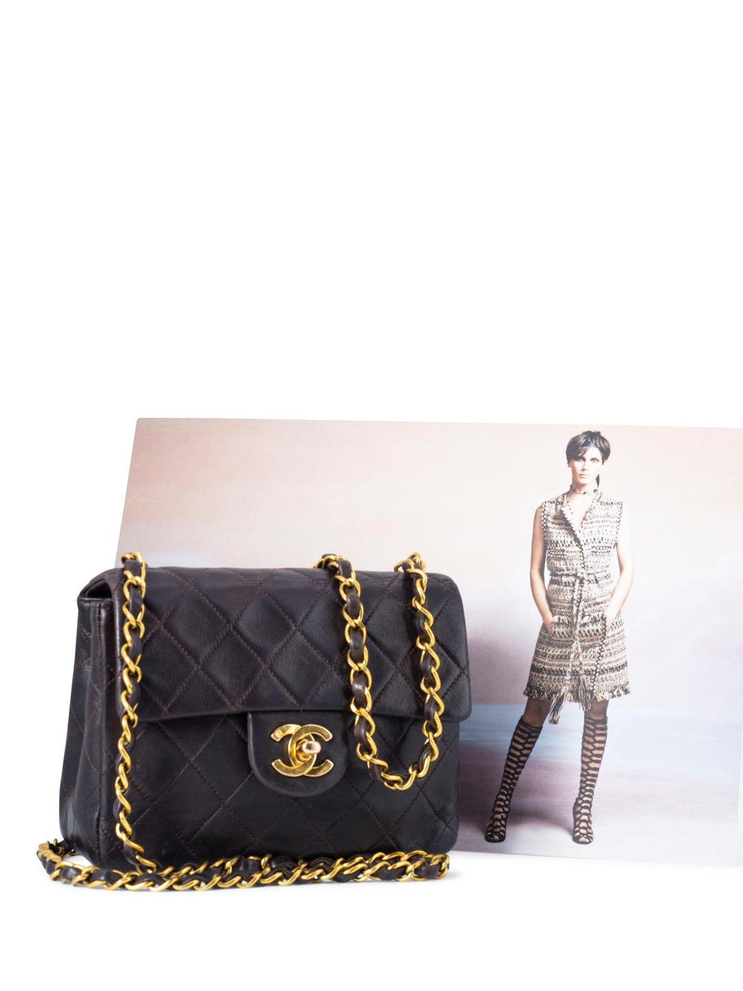 Top Quality Chanel Quilted Leather Mini Flap Bag Brown