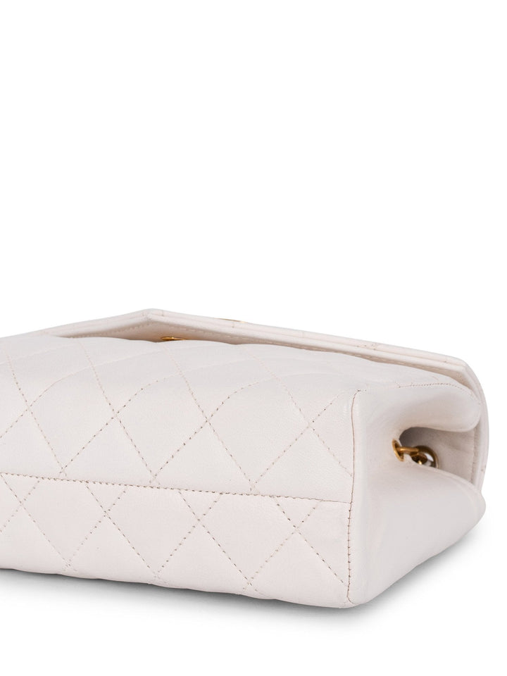 Top Quality Chanel Quilted Leather Mini Flap Messenger Bag White