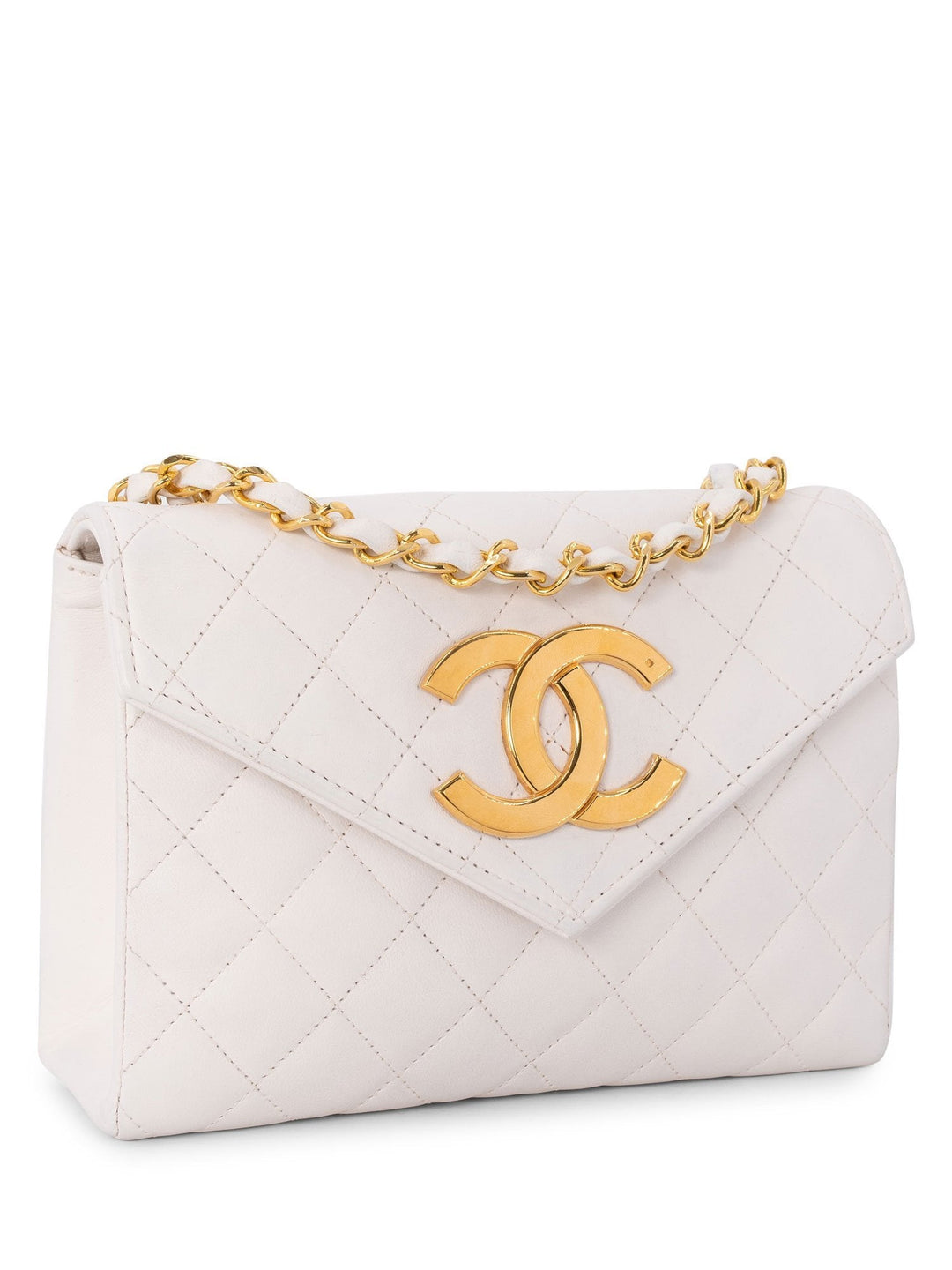 Top Quality Chanel Quilted Leather Mini Flap Messenger Bag White
