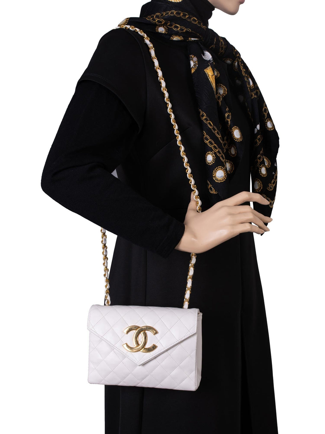 Top Quality Chanel Quilted Leather Mini Flap Messenger Bag White