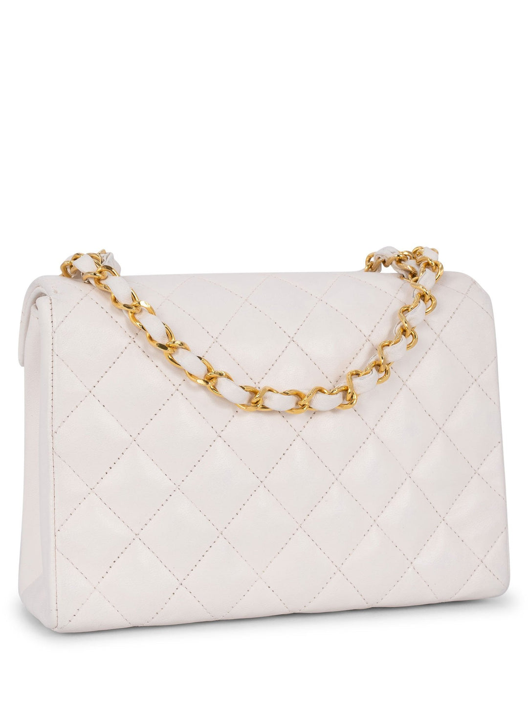 Top Quality Chanel Quilted Leather Mini Flap Messenger Bag White