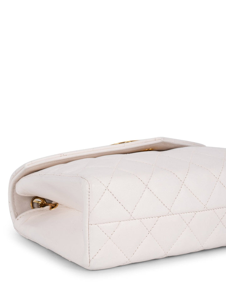 Top Quality Chanel Quilted Leather Mini Flap Messenger Bag White