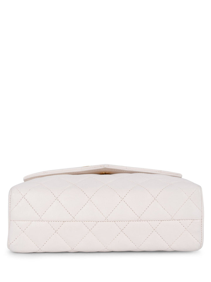 Top Quality Chanel Quilted Leather Mini Flap Messenger Bag White