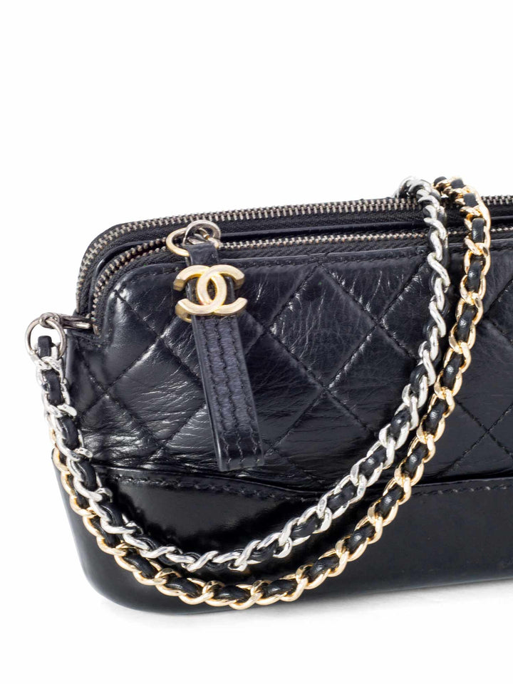 Top Quality Chanel Quilted Leather Mini Gabrielle Messenger Bag Black