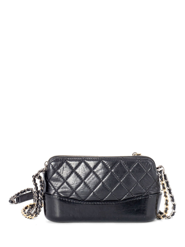 Top Quality Chanel Quilted Leather Mini Gabrielle Messenger Bag Black