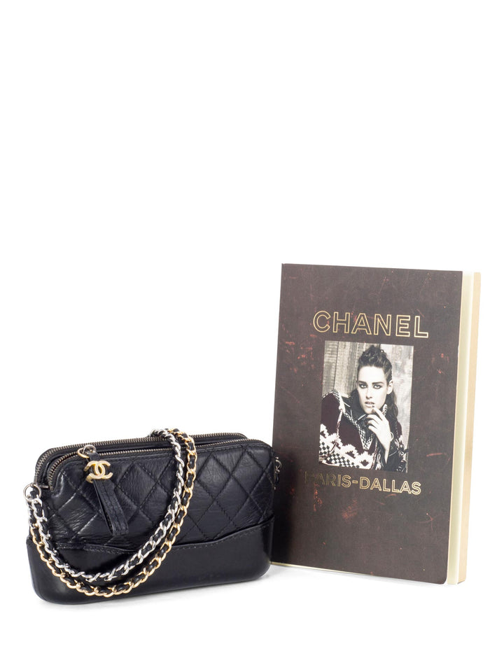 Top Quality Chanel Quilted Leather Mini Gabrielle Messenger Bag Black