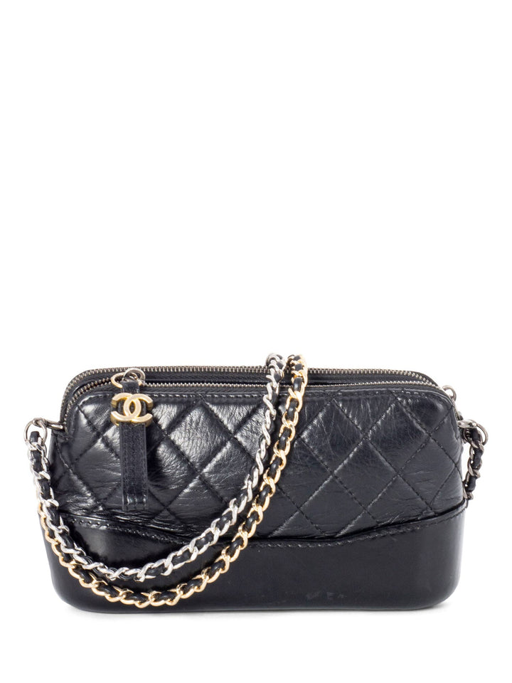 Top Quality Chanel Quilted Leather Mini Gabrielle Messenger Bag Black