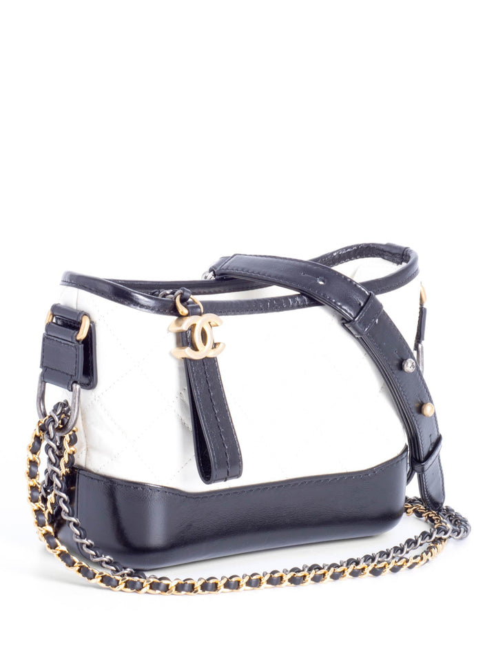 Top Quality Chanel Quilted Leather Mini Gabrielle Messenger Bag White Black