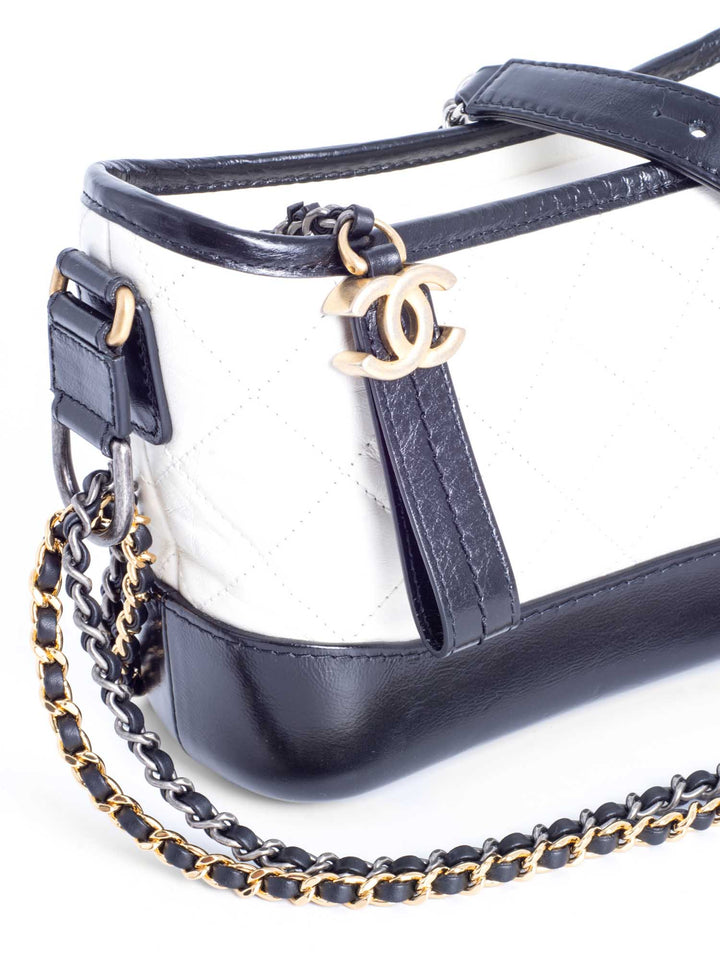 Top Quality Chanel Quilted Leather Mini Gabrielle Messenger Bag White Black