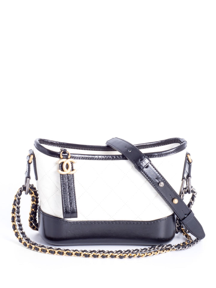Top Quality Chanel Quilted Leather Mini Gabrielle Messenger Bag White Black