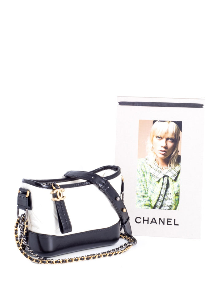 Top Quality Chanel Quilted Leather Mini Gabrielle Messenger Bag White Black