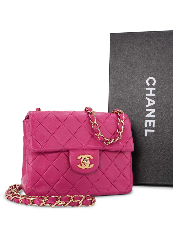 Top Quality Chanel Quilted Leather Mini Messenger Bag Pink