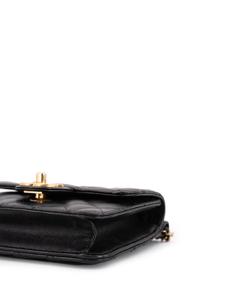 Top Quality Chanel Quilted Leather Mini Square Flap Bag Black