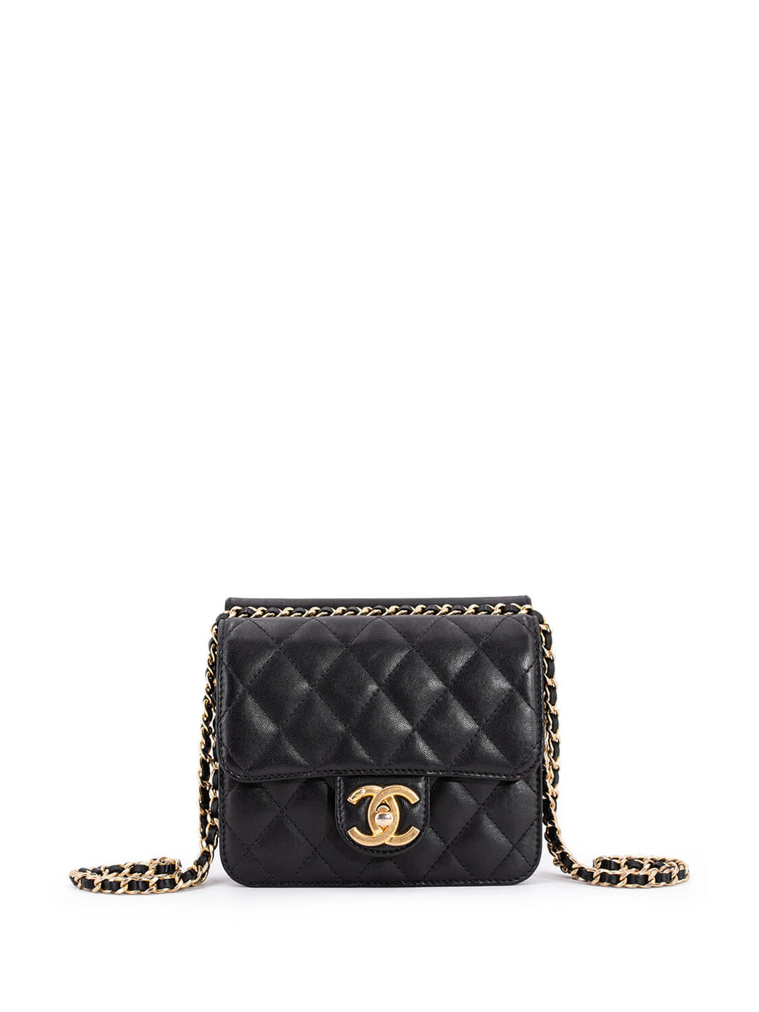 Top Quality Chanel Quilted Leather Mini Square Flap Bag Black