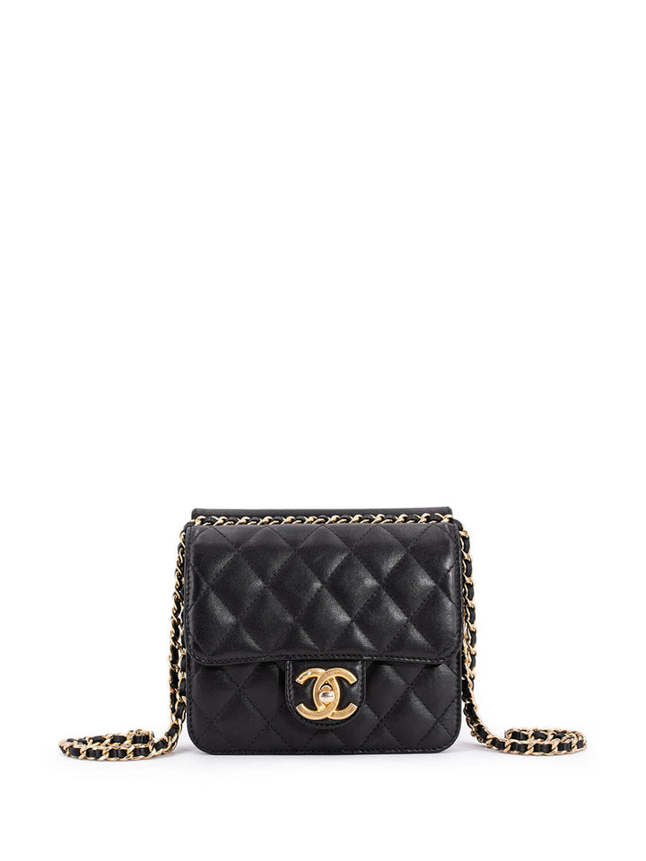 Top Quality Chanel Quilted Leather Mini Square Flap Bag Black