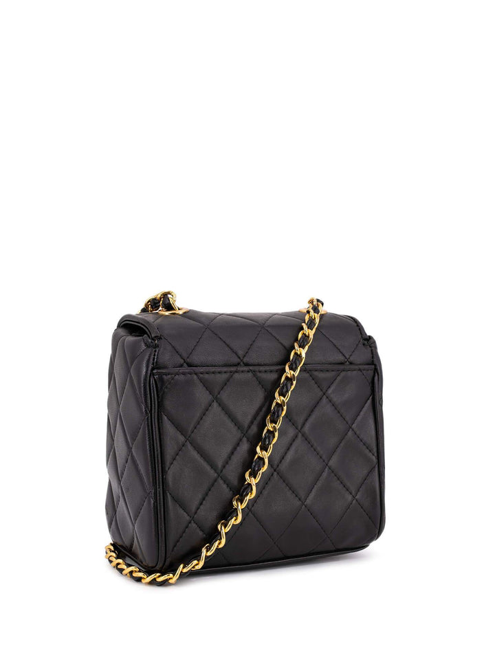 Top Quality Chanel Quilted Leather Mini Square Flap Bag Black