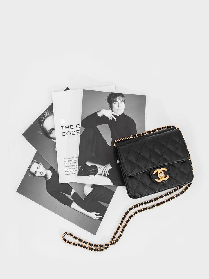 Top Quality Chanel Quilted Leather Mini Square Flap Bag Black