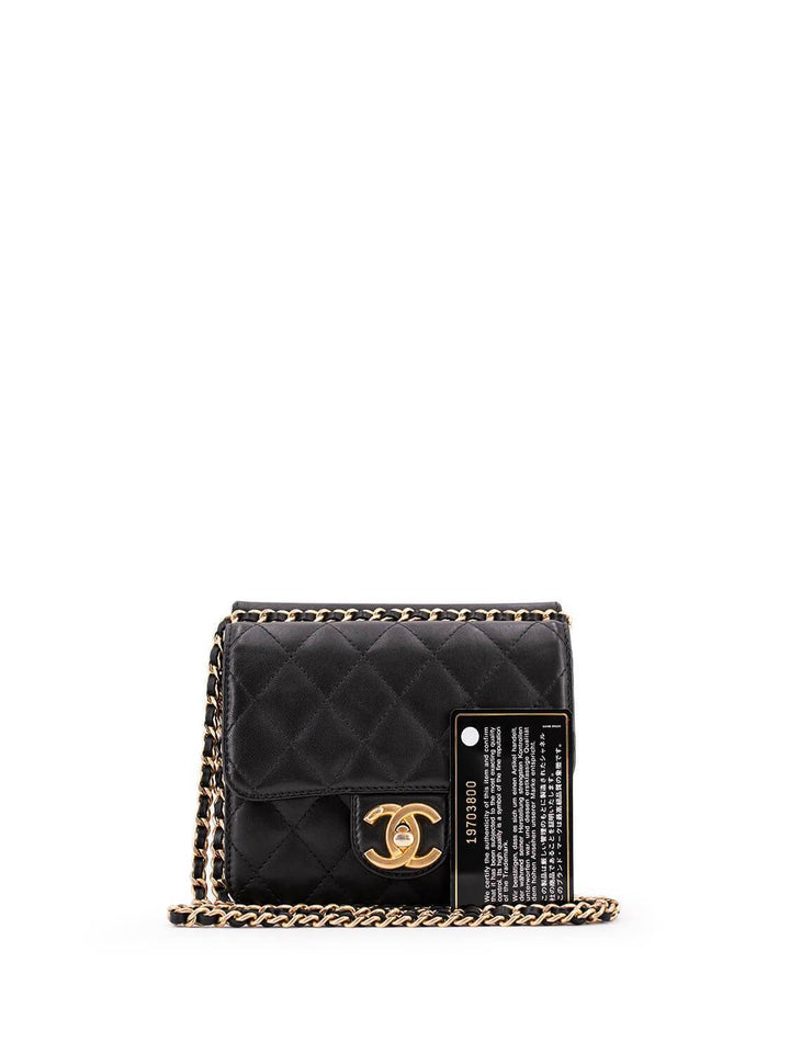 Top Quality Chanel Quilted Leather Mini Square Flap Bag Black