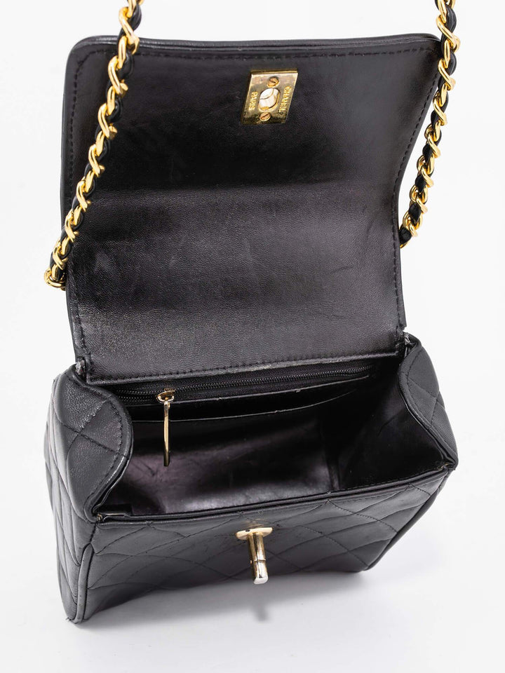 Top Quality Chanel Quilted Leather Mini Square Flap Bag Black