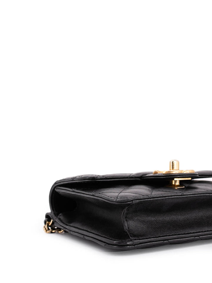 Top Quality Chanel Quilted Leather Mini Square Flap Bag Black