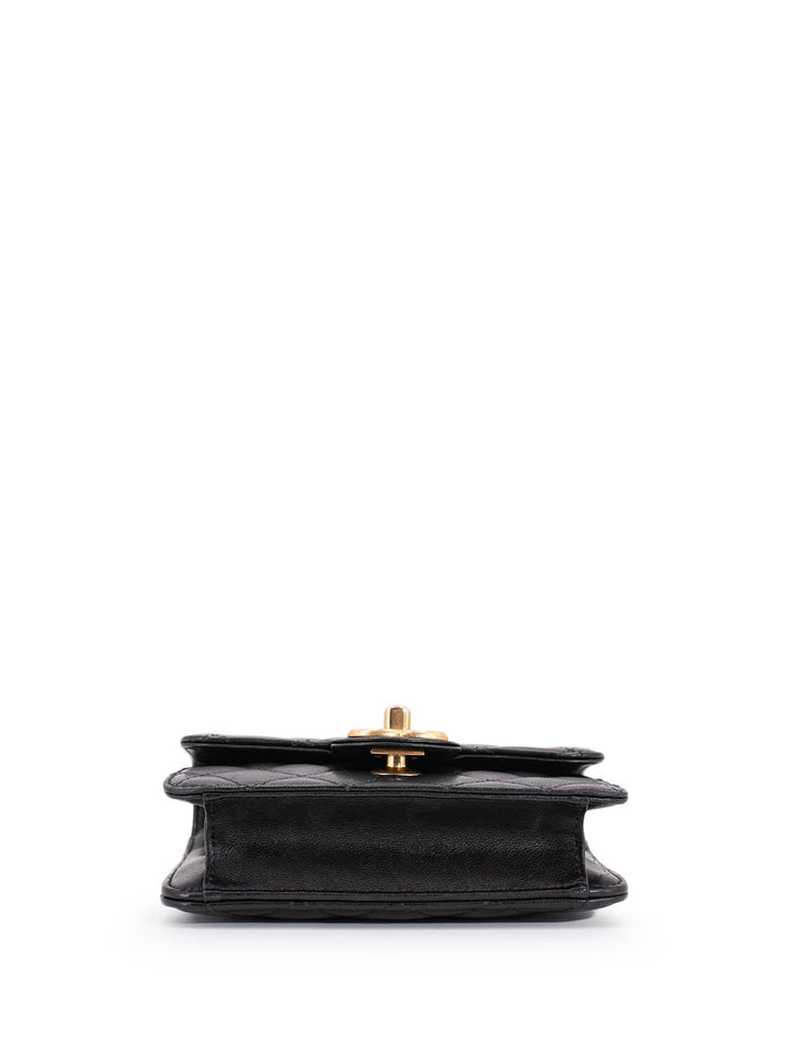 Top Quality Chanel Quilted Leather Mini Square Flap Bag Black