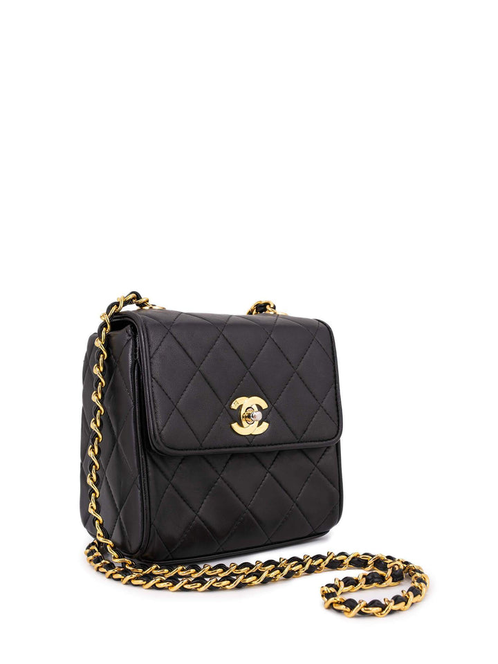 Top Quality Chanel Quilted Leather Mini Square Flap Bag Black